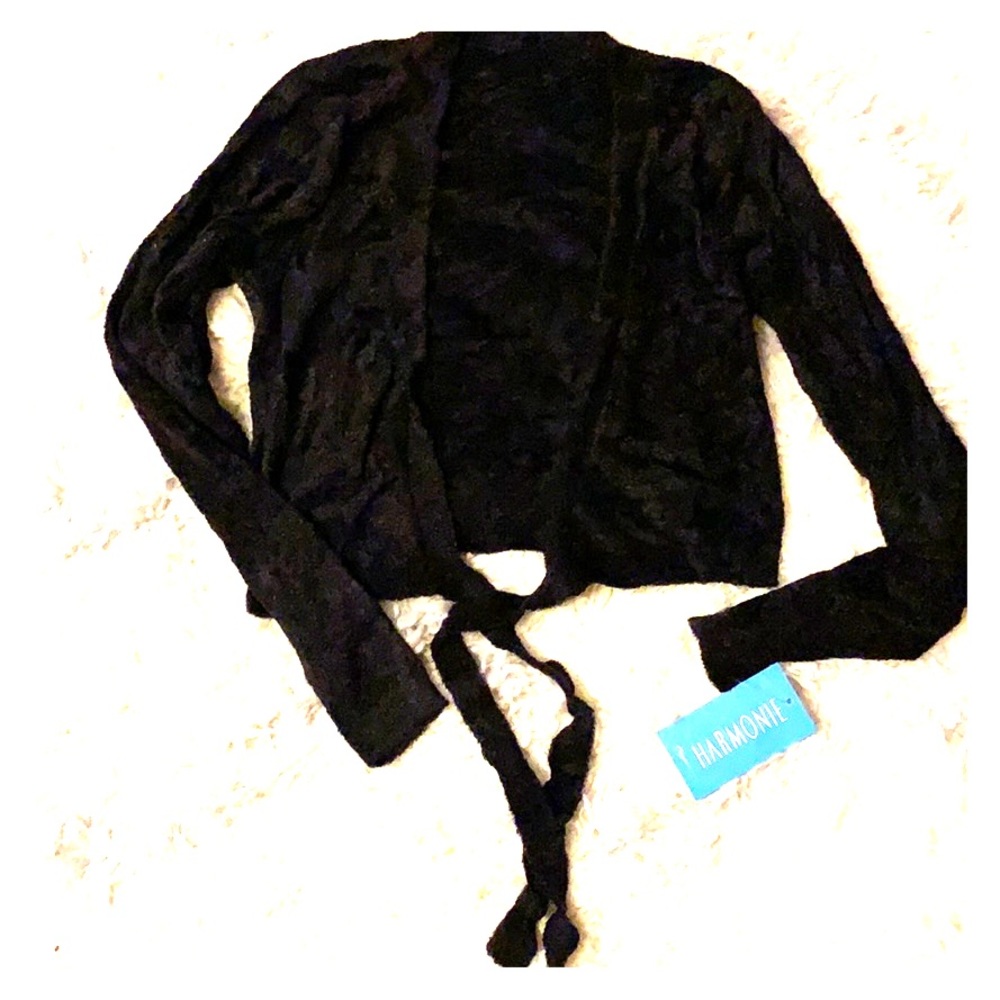 Harmonie black wrap ballet sweater